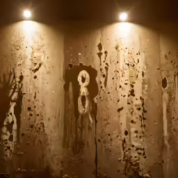 a picture of a hand is shown near a creepy wall