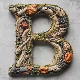 a decorative letter made out of fake objects