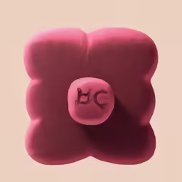 a pink object floating through a beige sky