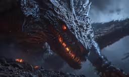 an image of a dragon with lights inside of it