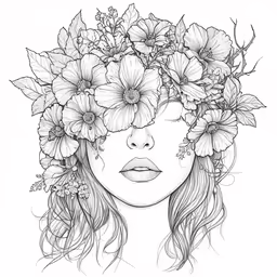 a girl with flowers on her head