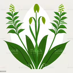 some very pretty green plants in a white vase,a green plant with four leaves, on a white background