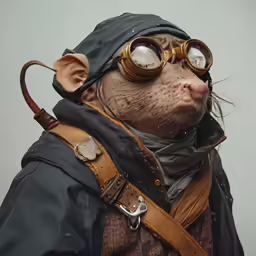 this animal looks like a mouse with goggles