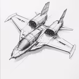 a drawing of a jet fighter plane