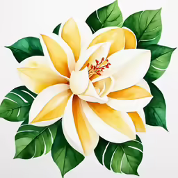 the large flower is shown with many green leaves