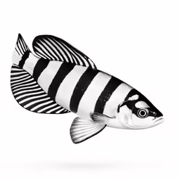 a fish with black and white stripes on its face