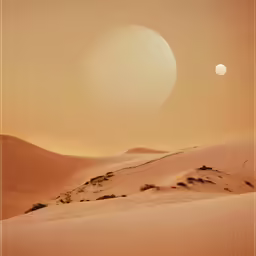a large body of water surrounded by a desert