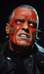 a man with makeup on is wearing a jacket