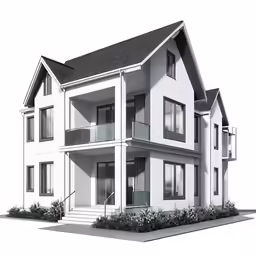 a house with three levels, two balconies and a second floor balcony