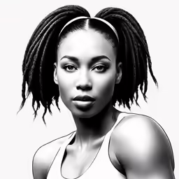 black woman with dreadlocks and white top