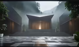 a room that has some sort of pavilion on it
