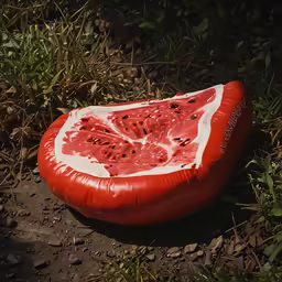 an inflatable cushion shaped like a watermelon