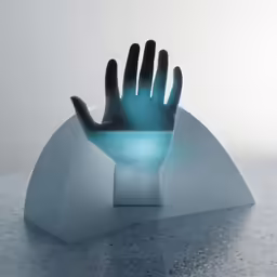an image of a hand that is on top of a statue