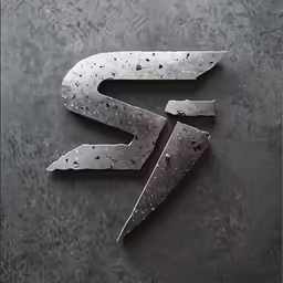 a metal logo on a wall that has an electrical symbol in the center