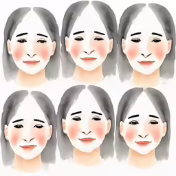 a drawing shows the various facial expressions of a woman