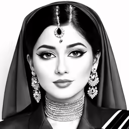 a woman with dark makeup wearing jewelry