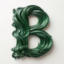 the letter b in green on a white background