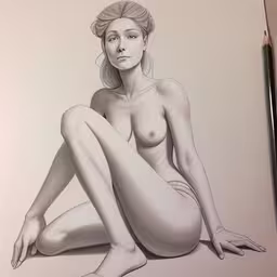 there is a drawing of a nude woman on the paper,a drawing of a naked woman