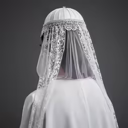 a bride wearing a veil and veiled head piece