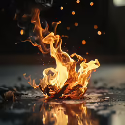 fire and ice are being displayed in the dark