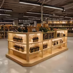 a row of shelves with various items for sale