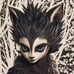 a painting of a cat with some eyes