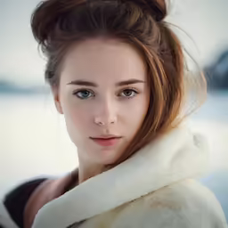 there is a beautiful young woman with blue eyes