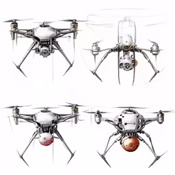 four views of a large remote control quadlated vehicle