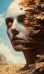 some kind of surreal photograph of an alien lady