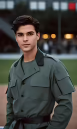 a man dressed in a uniform with a black band around his waist