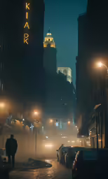 fog fills the streets with cars and people