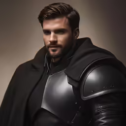 a man in a black leather outfit