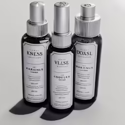 three bottles of cleanser and facial foam sitting on a white surface