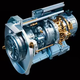 a large metal machine with gears and rotors on it