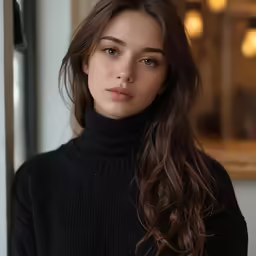 the girl is leaning against the wall in the room