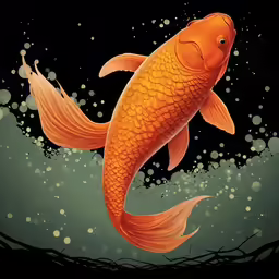 an orange fish floating in a body of water