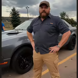 a man standing in front of his car