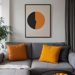 the living room is filled with pillows and furniture