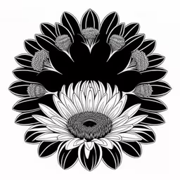 a drawing of a flower with leaves on it,the image is an illustration of the flower and its petals