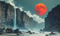 this is a landscape of mountains and water