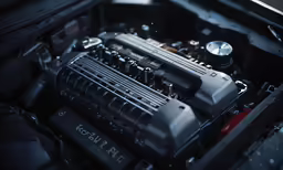 the engine compartment of a car is shown
