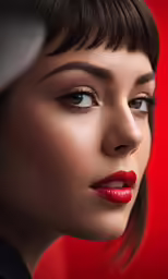 a close up photo of a woman wearing lipstick