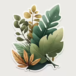 sticker of leaves with some brown green gold