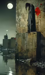 a man standing on a ledge by a lake