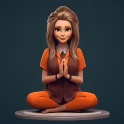 a girl sitting on a table in the middle of praying