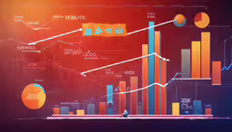graphs on a piece of paper are displayed,bar graphs depicting a lot of things growing