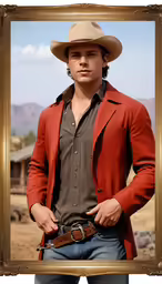 an old picture of a man in a cowboy outfit