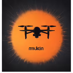 an airplane with its lights on flying through the sky