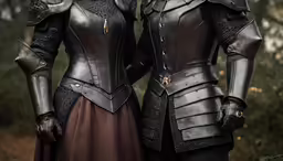 a pair of medieval - themed costumed women pose for the camera