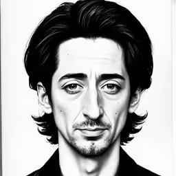 a drawing of a man with long hair